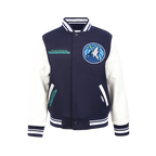 NBA MINNESOTA TIMBERWOLVES RETRO CLASSICS BLOUSON COLLÉGIAL POUR GARÇON JUNIOR (MARINE MINUIT/BLANC)