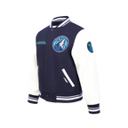 NBA MINNESOTA TIMBERWOLVES RETRO CLASSICS BLOUSON COLLÉGIAL POUR GARÇON JUNIOR (MARINE MINUIT/BLANC)
