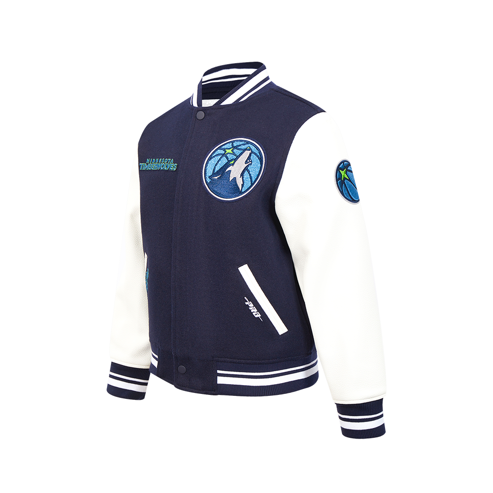 NBA MINNESOTA TIMBERWOLVES RETRO CLASSICS BLOUSON COLLÉGIAL POUR GARÇON JUNIOR (MARINE MINUIT/BLANC)
