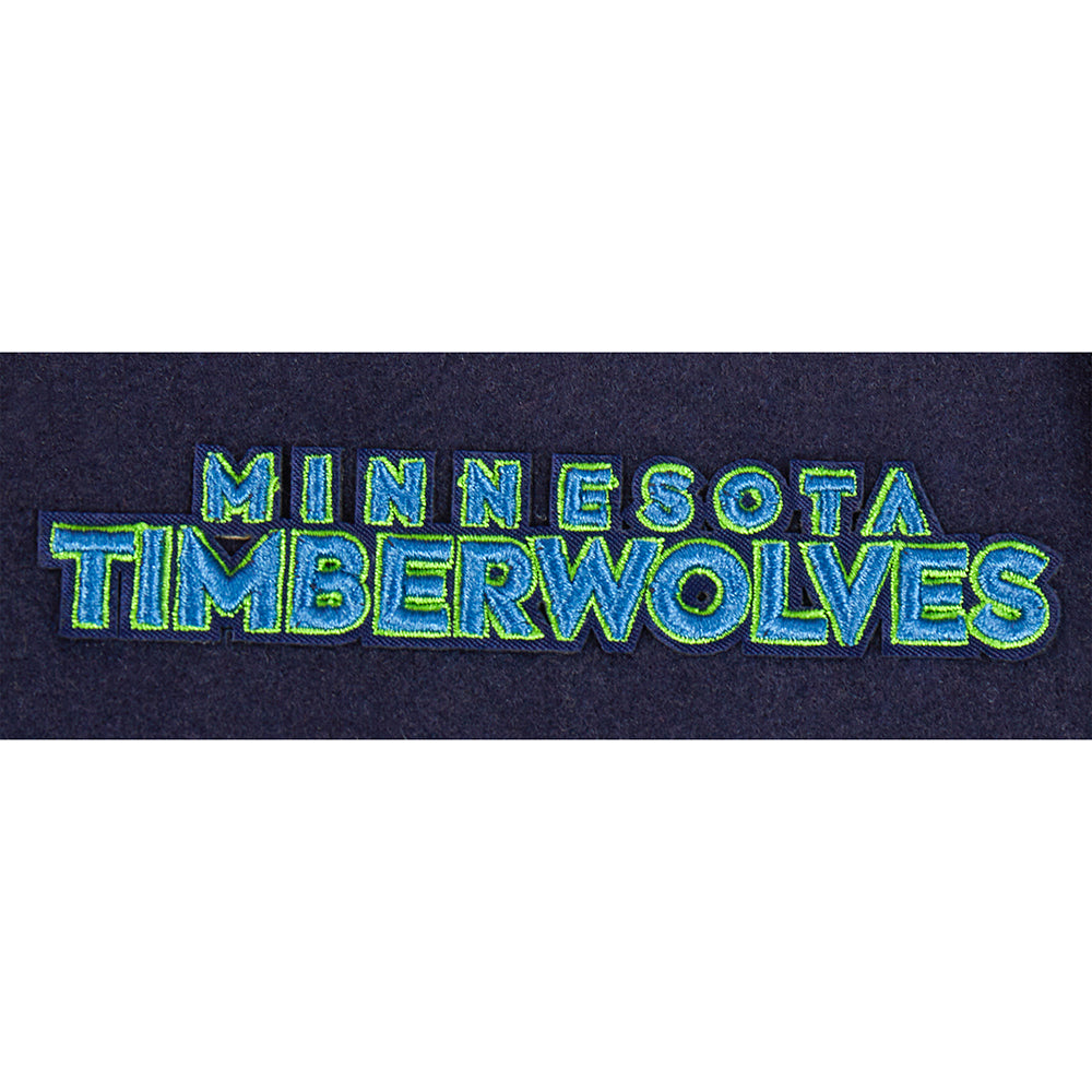 NBA MINNESOTA TIMBERWOLVES RETRO CLASSICS BLOUSON COLLÉGIAL POUR GARÇON JUNIOR (MARINE MINUIT/BLANC)