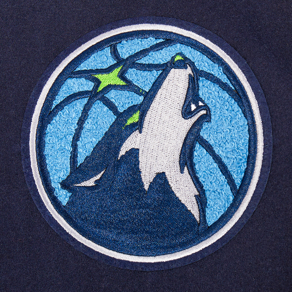 NBA MINNESOTA TIMBERWOLVES RETRO CLASSICS BLOUSON COLLÉGIAL POUR GARÇON JUNIOR (MARINE MINUIT/BLANC)