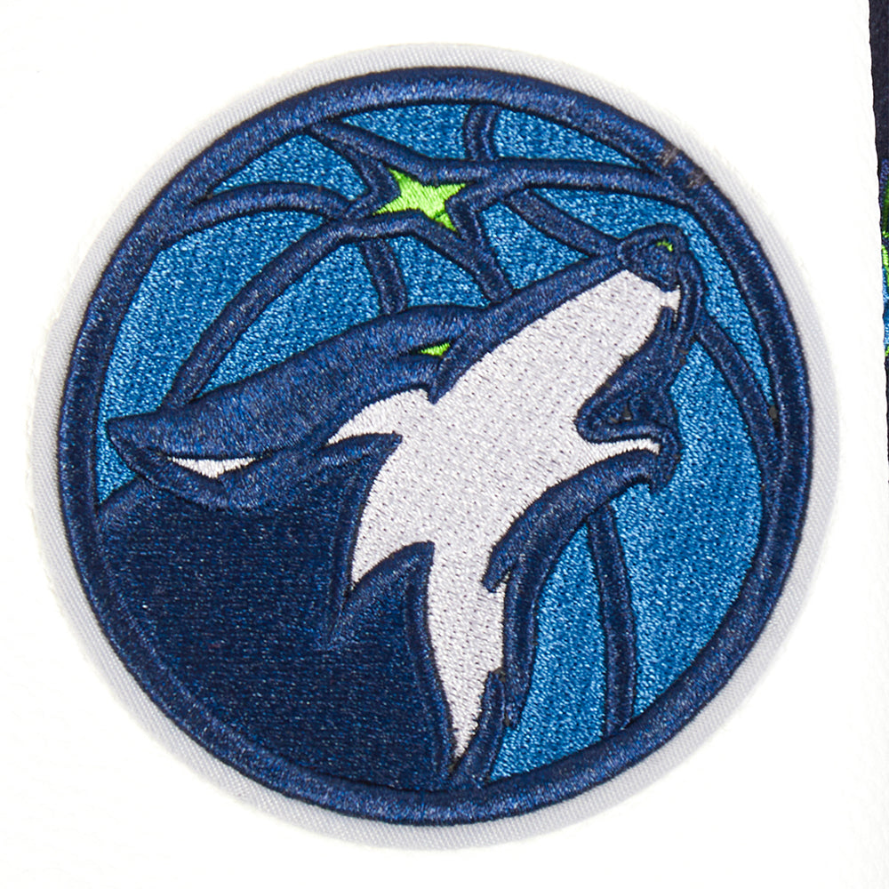 NBA MINNESOTA TIMBERWOLVES RETRO CLASSICS BLOUSON COLLÉGIAL POUR GARÇON JUNIOR (MARINE MINUIT/BLANC)