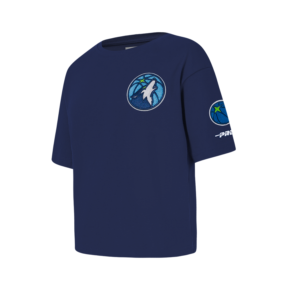NBA MINNESOTA TIMBERWOLVES CLASSIC T-SHIRT À COUPE CARRÉE À MANCHES COURTES POUR FILLE JUNIOR (MARINE MINUIT)