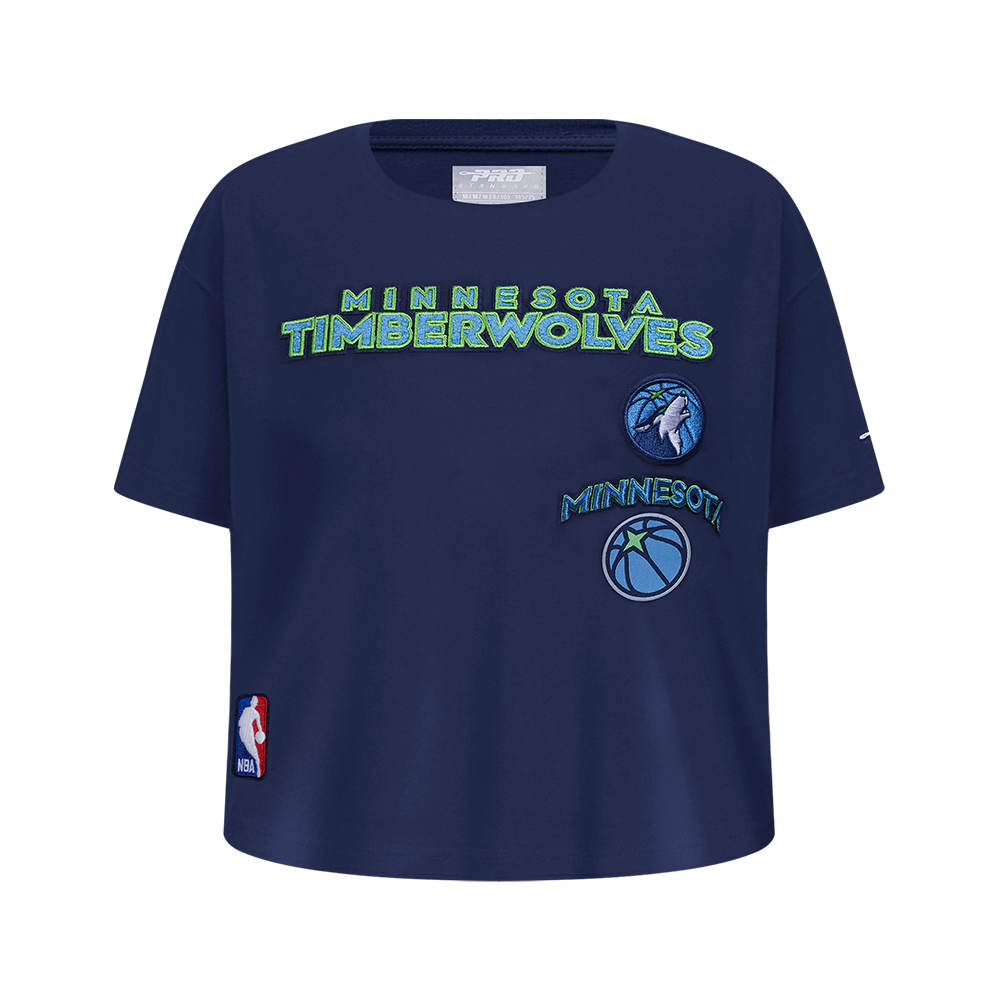 NBA MINNESOTA TIMBERWOLVES RETRO CLASSIC T-SHIRT À COUPE CARRÉE À MANCHES COURTES POUR FILLE JUNIOR (MARINE MINUIT)