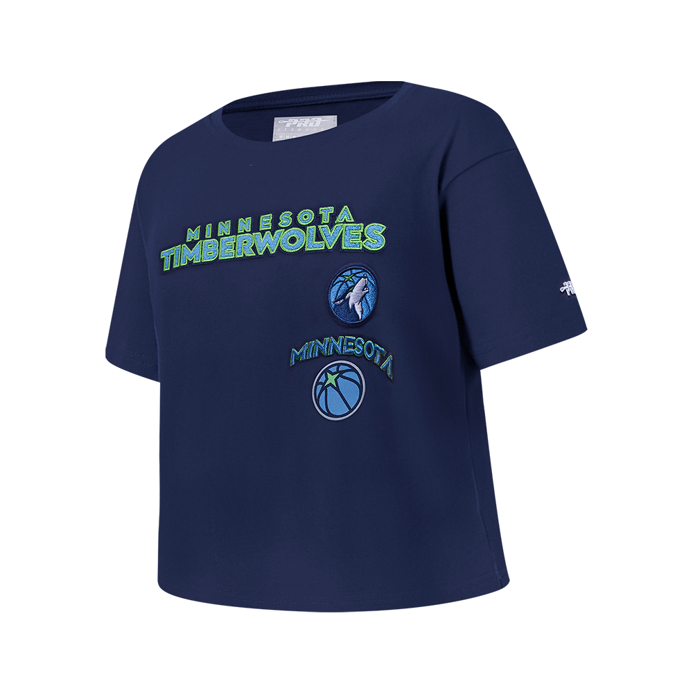 NBA MINNESOTA TIMBERWOLVES RETRO CLASSIC T-SHIRT À COUPE CARRÉE À MANCHES COURTES POUR FILLE JUNIOR (MARINE MINUIT)