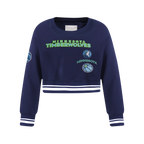 NBA MINNESOTA TIMBERWOLVES RETRO CLASSIC BIG GIRL'S RIB FLC CREWNECK (MIDNIGHT NAVY)