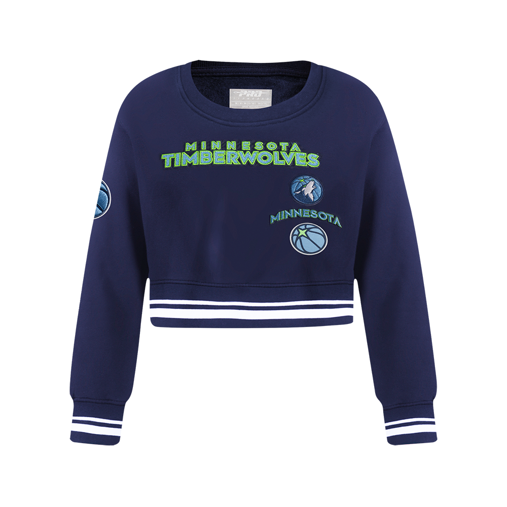 NBA MINNESOTA TIMBERWOLVES RETRO CLASSIC BIG GIRL'S RIB FLC CREWNECK (MIDNIGHT NAVY)
