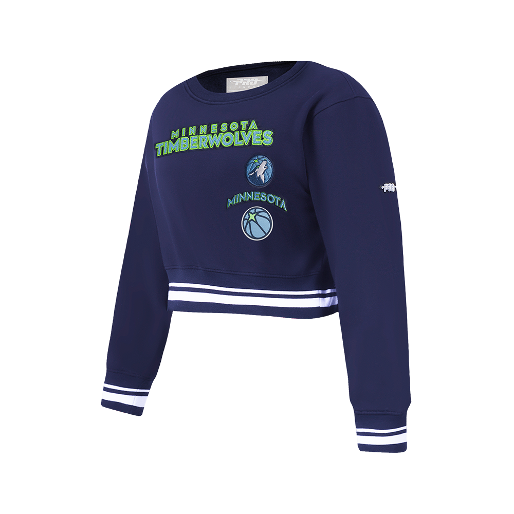 NBA MINNESOTA TIMBERWOLVES RETRO CLASSIC BIG GIRL'S RIB FLC CREWNECK (MIDNIGHT NAVY)