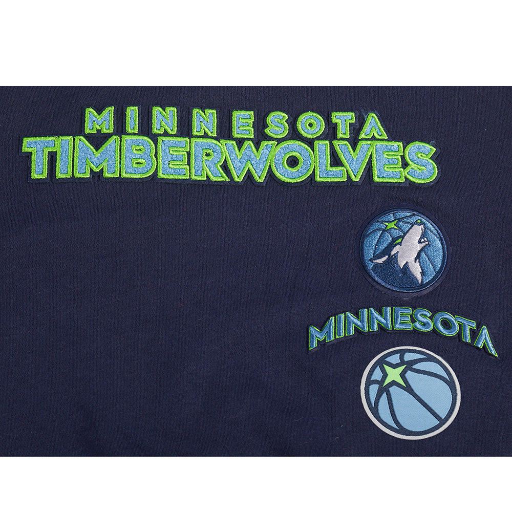 NBA MINNESOTA TIMBERWOLVES RETRO CLASSIC BIG GIRL'S RIB FLC CREWNECK (MIDNIGHT NAVY)