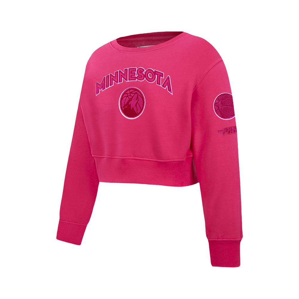 NBA MINNESOTA TIMBERWOLVES TRIPLE PINK BIG GIRL'S FLC CREWNECK (BEETROOT PURPLE)
