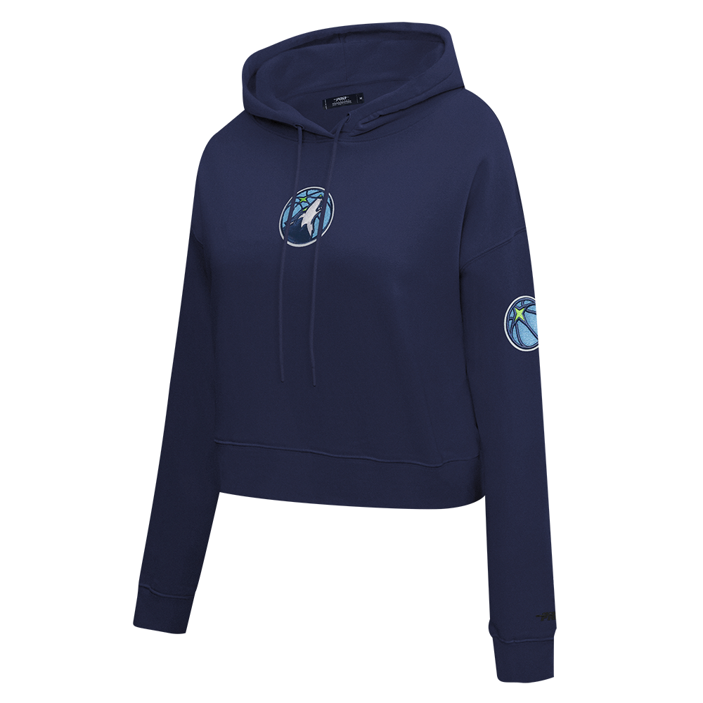 NBA MINNESOTA TIMBERWOLVES CLASSIC WOMEN'S FLEECE CROPPED PULLOVER HOODIE (MIDNIGHT NAVY)