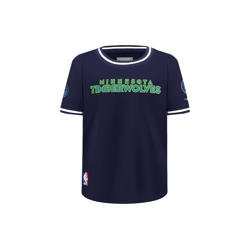 NBA MINNESOTA TIMBERWOLVES CLASSIC T-SHIRT CÔTELÉ RAYÉ À MANCHES COURTES POUR GARÇON ENFANT (MARINE MINUIT)