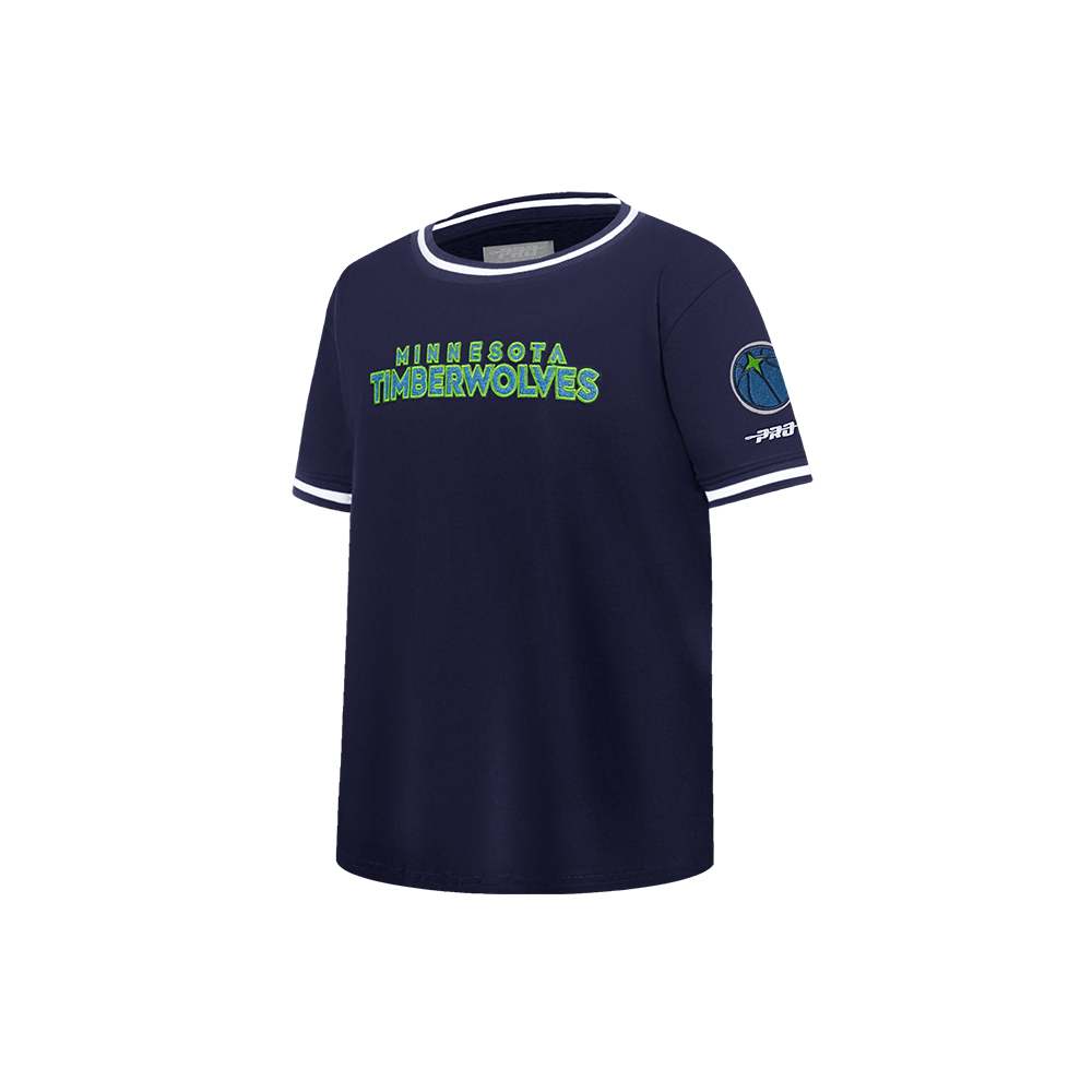 NBA MINNESOTA TIMBERWOLVES CLASSIC T-SHIRT CÔTELÉ RAYÉ À MANCHES COURTES POUR GARÇON ENFANT (MARINE MINUIT)