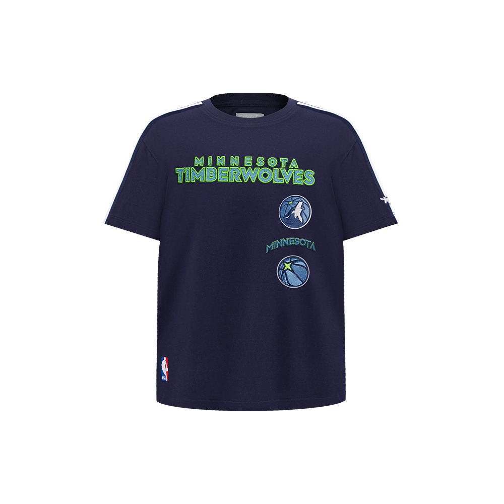 NBA MINNESOTA TIMBERWOLVES RETRO CLASSIC T-SHIRT À BANDES À MANCHES COURTES POUR GARÇON ENFANT (MARINE MINUIT)