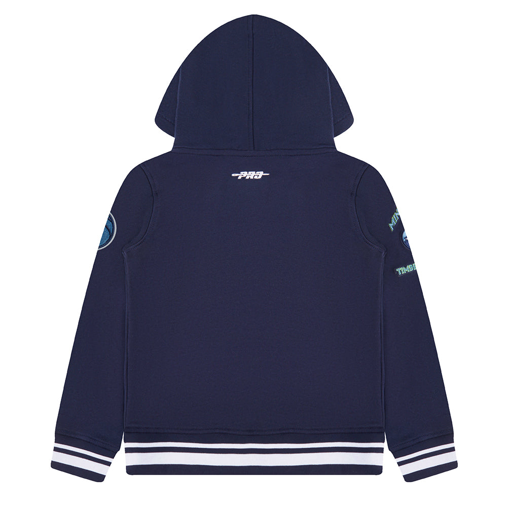 NBA MINNESOTA TIMBERWOLVES RETRO CLASSIC LITTLE BOYS RIB FLEECE PULLOVER HOODIE (MIDNIGHT NAVY)