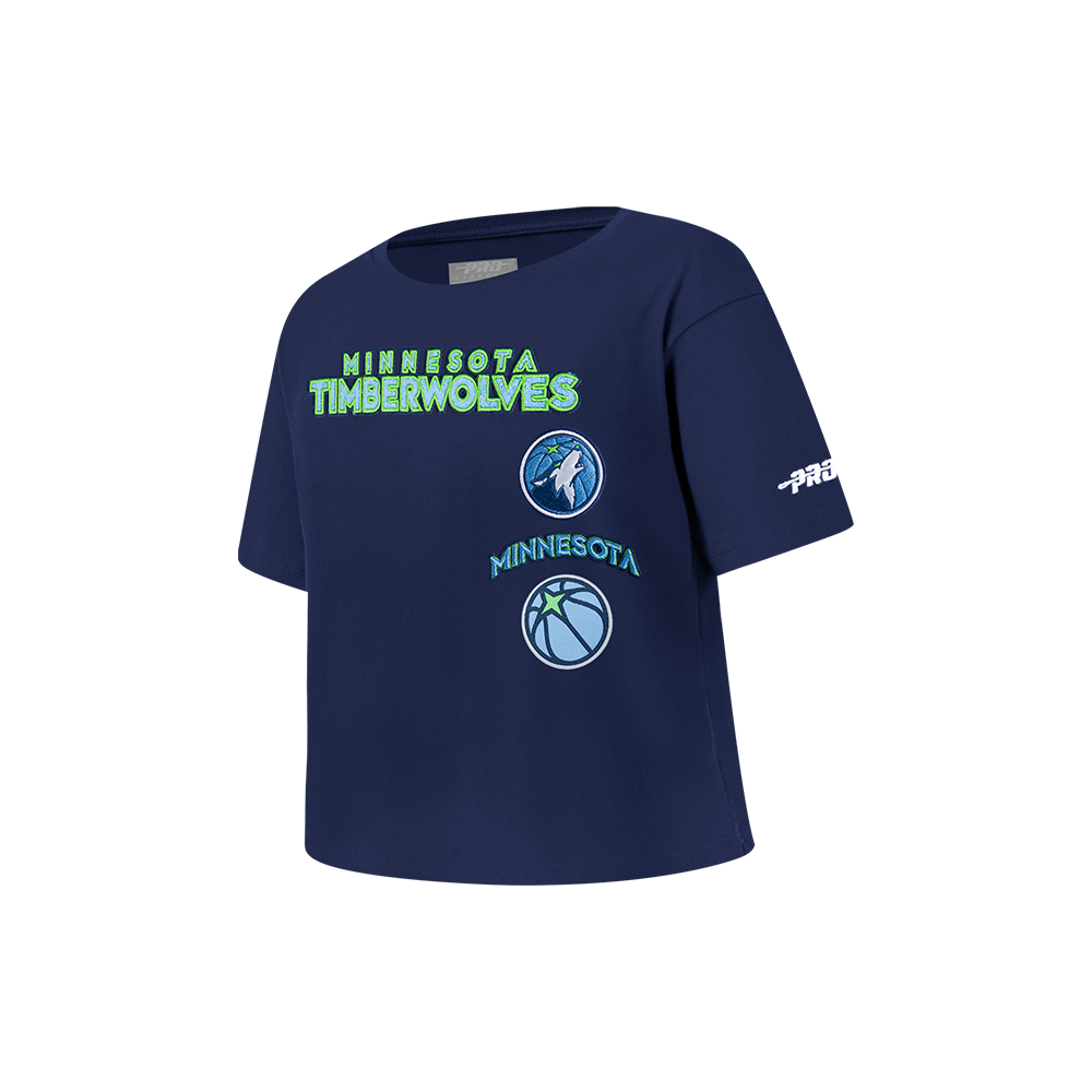 NBA MINNESOTA TIMBERWOLVES RETRO CLASSIC T-SHIRT À COUPE CARRÉE À MANCHES COURTES POUR FILLE ENFANT (MARINE MINUIT)