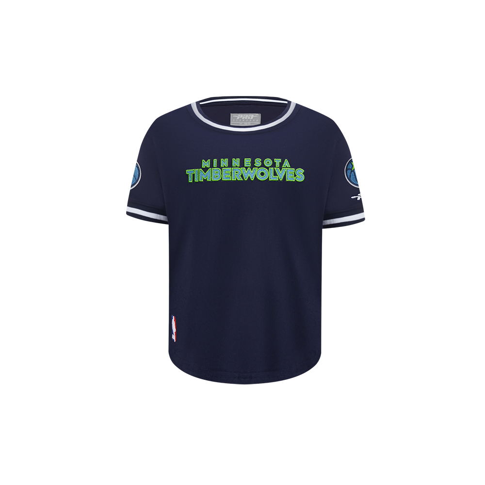 NBA MINNESOTA TIMBERWOLVES CLASSIC T-SHIRT CÔTELÉ RAYÉ À MANCHES COURTES POUR GARÇON BAMBIN (MARINE MINUIT)