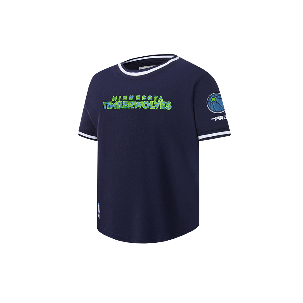 NBA MINNESOTA TIMBERWOLVES CLASSIC T-SHIRT CÔTELÉ RAYÉ À MANCHES COURTES POUR GARÇON BAMBIN (MARINE MINUIT)