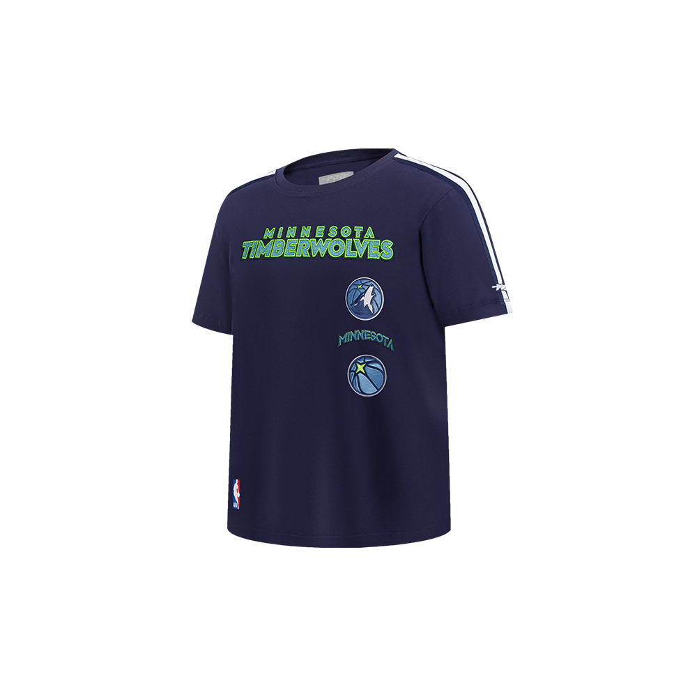 NBA MINNESOTA TIMBERWOLVES RETRO CLASSIC T-SHIRT À BANDES À MANCHES COURTES POUR GARÇON BAMBIN (MARINE MINUIT)