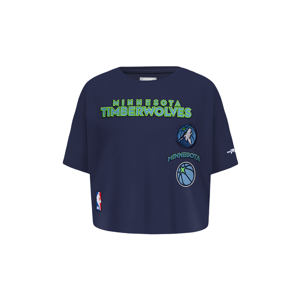 NBA MINNESOTA TIMBERWOLVES RETRO CLASSIC T-SHIRT À COUPE CARRÉE À MANCHES COURTES POUR FILLE BAMBIN (MARINE MINUIT)
