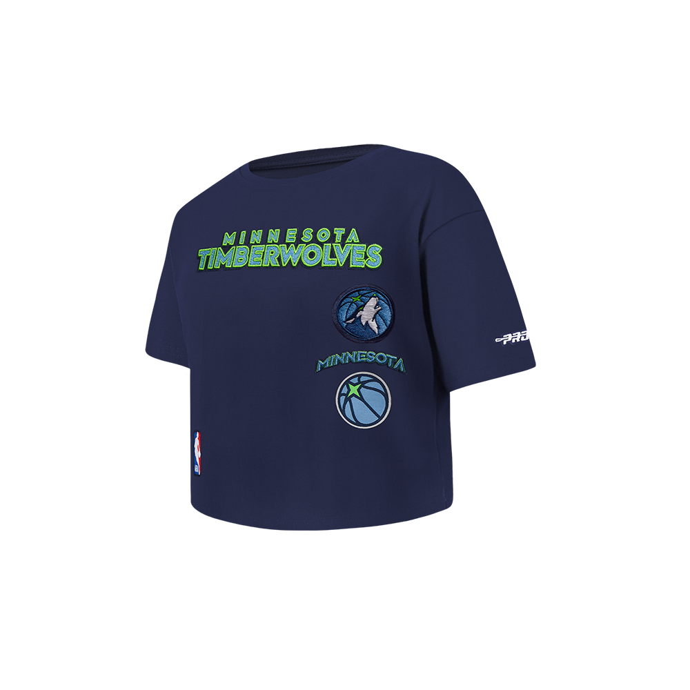 NBA MINNESOTA TIMBERWOLVES RETRO CLASSIC T-SHIRT À COUPE CARRÉE À MANCHES COURTES POUR FILLE BAMBIN (MARINE MINUIT)