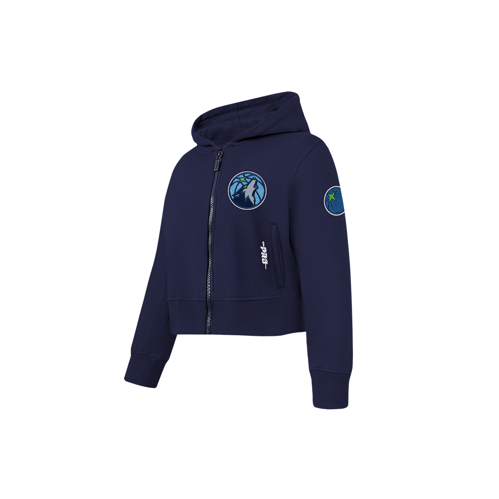 NBA MINNESOTA TIMBERWOLVES CLASSIC CHANDAIL À CAPUCHON EN MOLLETON À GLISSIÈRE POUR FILLE BAMBIN (MARINE MINUIT)