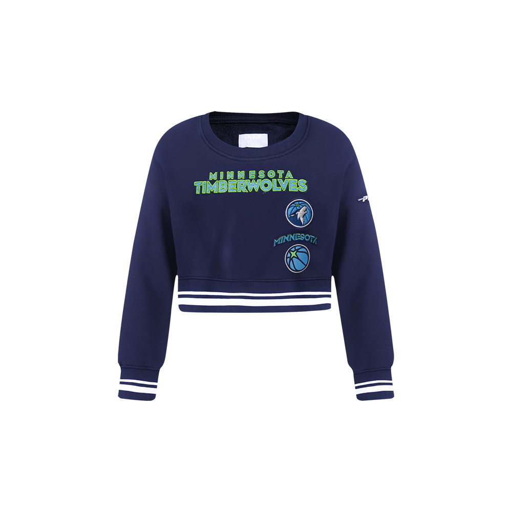 NBA MINNESOTA TIMBERWOLVES RETRO CLASSIC CHANDAIL À COL ROND EN MOLLETON CÔTELÉ POUR FILLE BAMBIN (MARINE MINUIT)