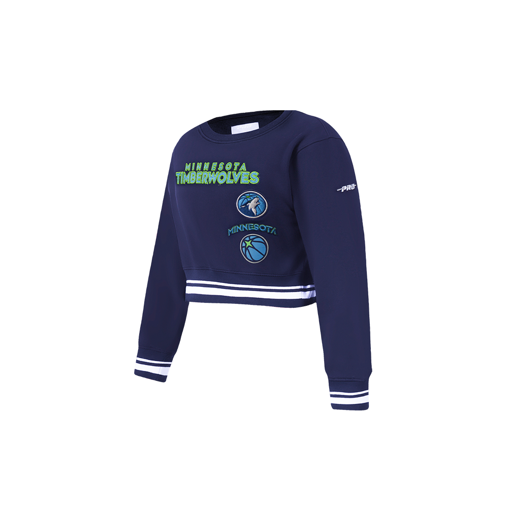 NBA MINNESOTA TIMBERWOLVES RETRO CLASSIC TODDLER GIRLS RIB FLEECE CREWNECK (MIDNIGHT NAVY)