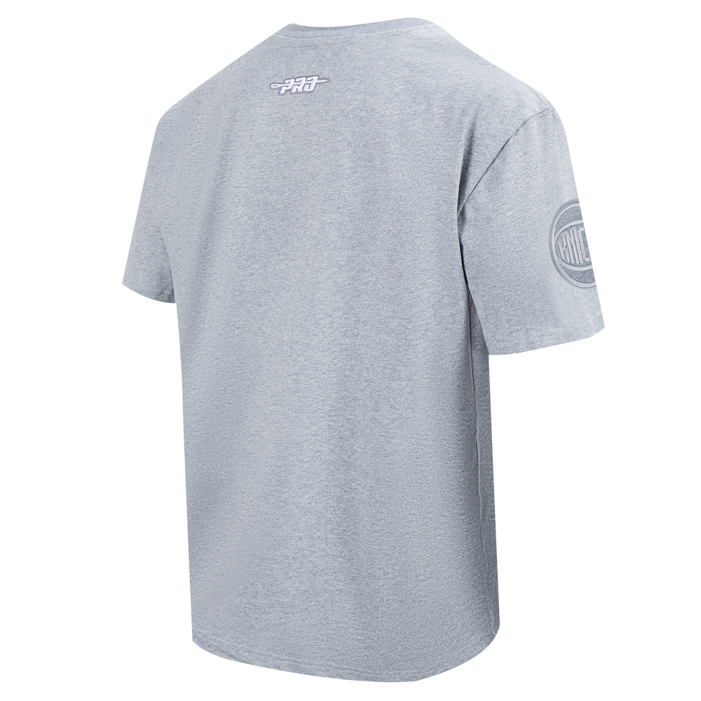 NBA NEW YORK KNICKS REVERSE FRENCH TERRY MEN'S COTTON JERSEY DROP SHOULDER TEE (DARK HEATHER GRAY)