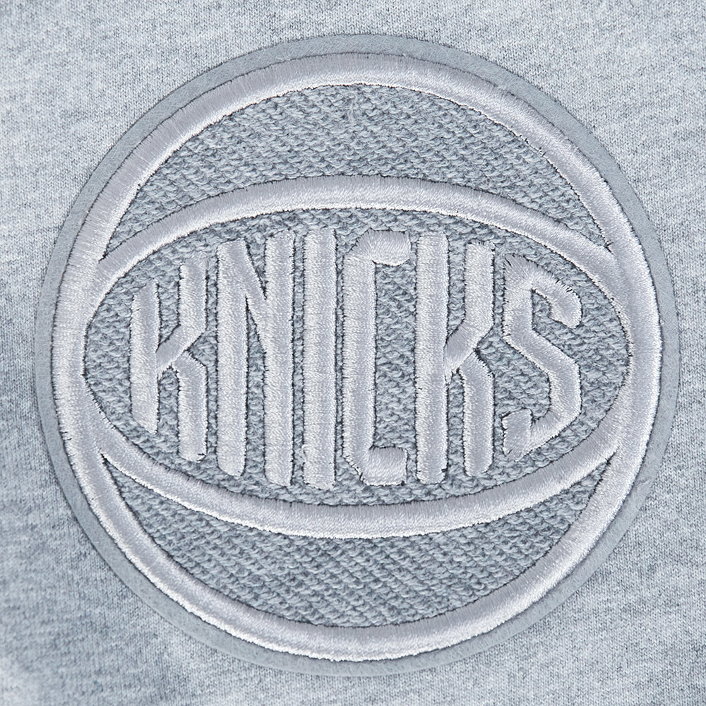 NBA NEW YORK KNICKS REVERSE FRENCH TERRY MEN'S COTTON JERSEY DROP SHOULDER TEE (DARK HEATHER GRAY)