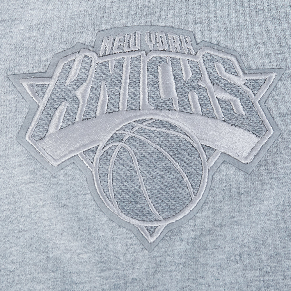 NBA NEW YORK KNICKS REVERSE FRENCH TERRY MEN'S COTTON JERSEY DROP SHOULDER TEE (DARK HEATHER GRAY)