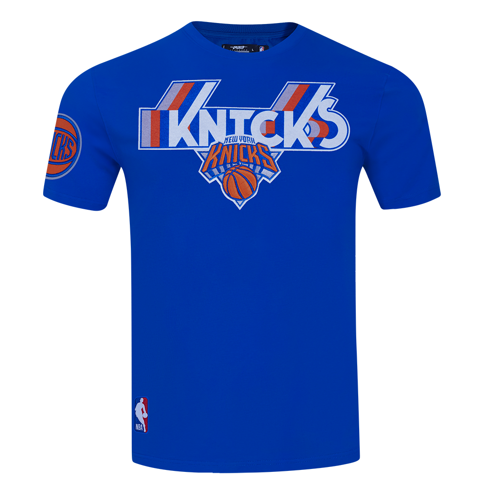 NBA NEW YORK KNICKS RETRO ELEVATION T-SHIRT EN JERSEY SIMPLE POUR HOMME (BLEU ROYAL)
