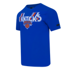 NBA NEW YORK KNICKS RETRO ELEVATION T-SHIRT EN JERSEY SIMPLE POUR HOMME (BLEU ROYAL)