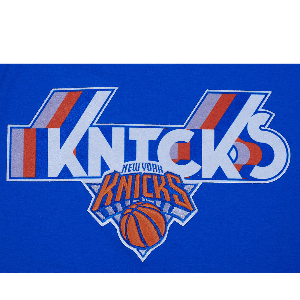 NBA NEW YORK KNICKS RETRO ELEVATION T-SHIRT EN JERSEY SIMPLE POUR HOMME (BLEU ROYAL)