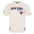 NBA NEW YORK KNICKS CHROME MEN'S COTTON JERSEY DROP SHOULDER TEE (EGGSHELL)