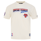 NBA NEW YORK KNICKS CHROME MEN'S COTTON JERSEY DROP SHOULDER TEE (EGGSHELL)