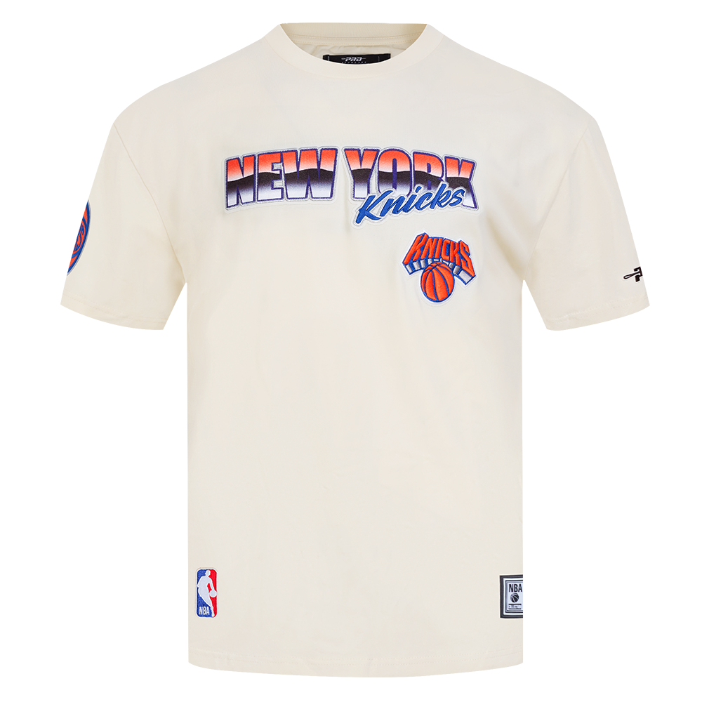 NBA NEW YORK KNICKS CHROME MEN'S COTTON JERSEY DROP SHOULDER TEE (EGGSHELL)