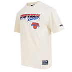 NBA NEW YORK KNICKS CHROME MEN'S COTTON JERSEY DROP SHOULDER TEE (EGGSHELL)