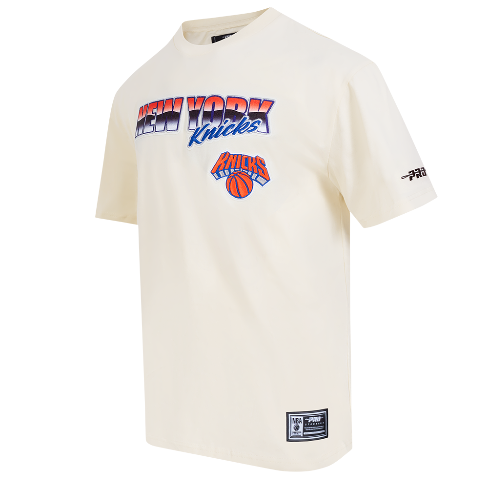 NBA NEW YORK KNICKS CHROME MEN'S COTTON JERSEY DROP SHOULDER TEE (EGGSHELL)