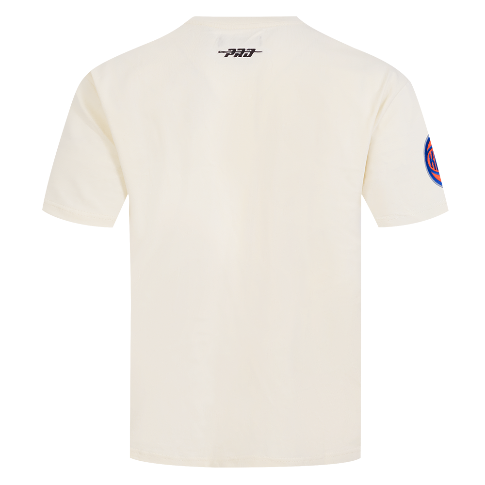 NBA NEW YORK KNICKS CHROME MEN'S COTTON JERSEY DROP SHOULDER TEE (EGGSHELL)