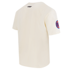 NBA NEW YORK KNICKS CHROME MEN'S COTTON JERSEY DROP SHOULDER TEE (EGGSHELL)