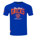 NBA NEW YORK KNICKS TEAM BADGE T-SHIRT EN JERSEY SIMPLE POUR HOMME (BLEU ROYAL)