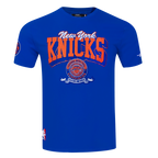 NBA NEW YORK KNICKS TEAM BADGE T-SHIRT EN JERSEY SIMPLE POUR HOMME (BLEU ROYAL)