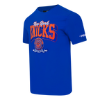 NBA NEW YORK KNICKS TEAM BADGE T-SHIRT EN JERSEY SIMPLE POUR HOMME (BLEU ROYAL)