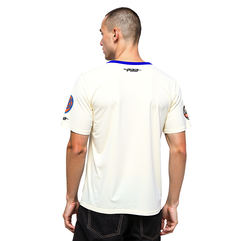 NBA NEW YORK KNICKS MODERN ORIGINALS MEN'S RINGER TEE (EGGSHELL/ROYAL BLUE)