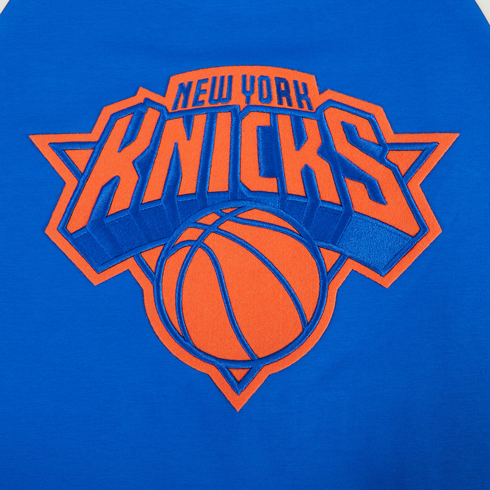 NBA NEW YORK KNICKS FIRST TEAM MEN'S RAGLAN TEE (EGGSHELL/ROYAL BLUE)