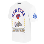 NBA NEW YORK KNICKS T-SHIRT DU CHAMPIONNAT 2026 À MANCHES COURTES POUR HOMME (BLANC)
