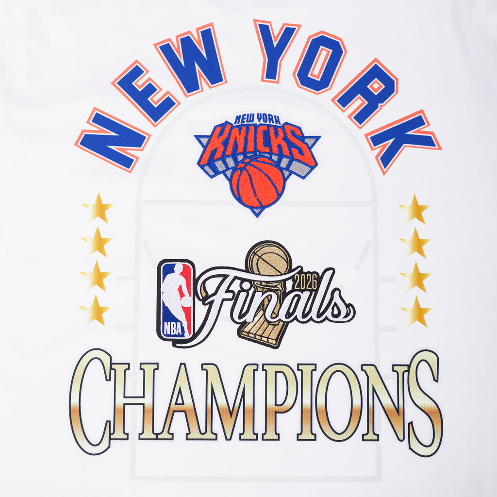 NBA NEW YORK KNICKS T-SHIRT DU CHAMPIONNAT 2026 À MANCHES COURTES POUR HOMME (BLANC)