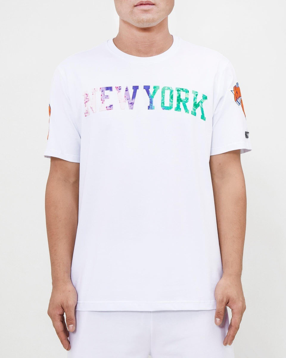 NBA NEW YORK KNICKS DIP DYE T-SHIRT PRO TEAM POUR HOMME (BLANC)