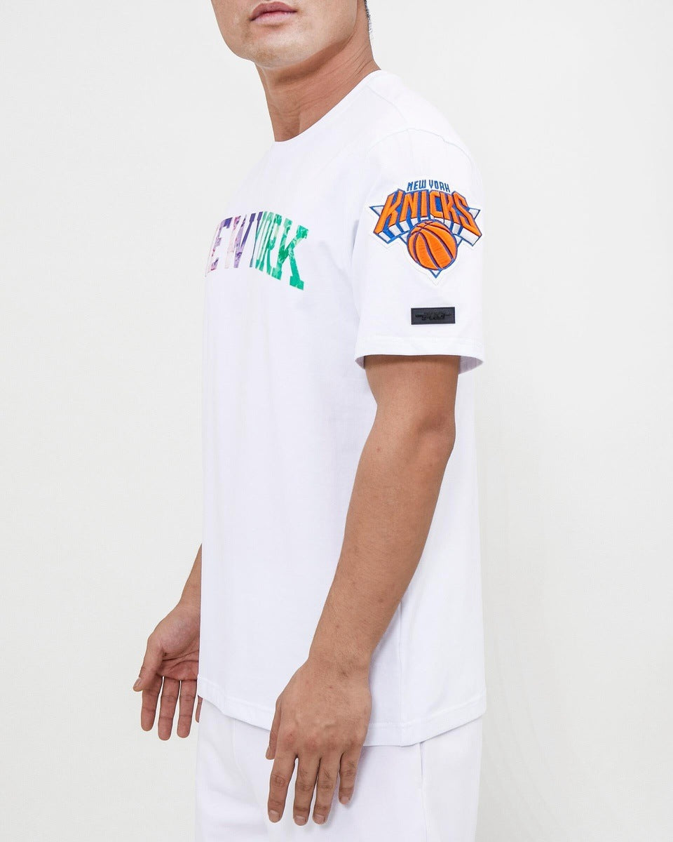NBA NEW YORK KNICKS DIP DYE T-SHIRT PRO TEAM POUR HOMME (BLANC)